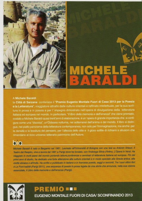 Premio Eugenio Montale "Fuori di casa" per la Poesia e la Letteratura - Michele Baraldi
